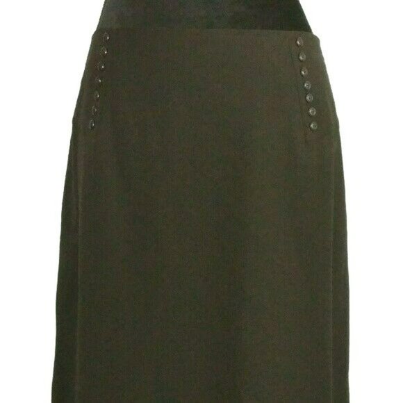 AB Studios Black Skirt Buttons Pleated Back Hem Size 12 - Picture 3 of 5